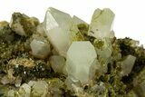 Sparkling Dark Green Epidote Crystals with Quartz - Turkey #303457-2